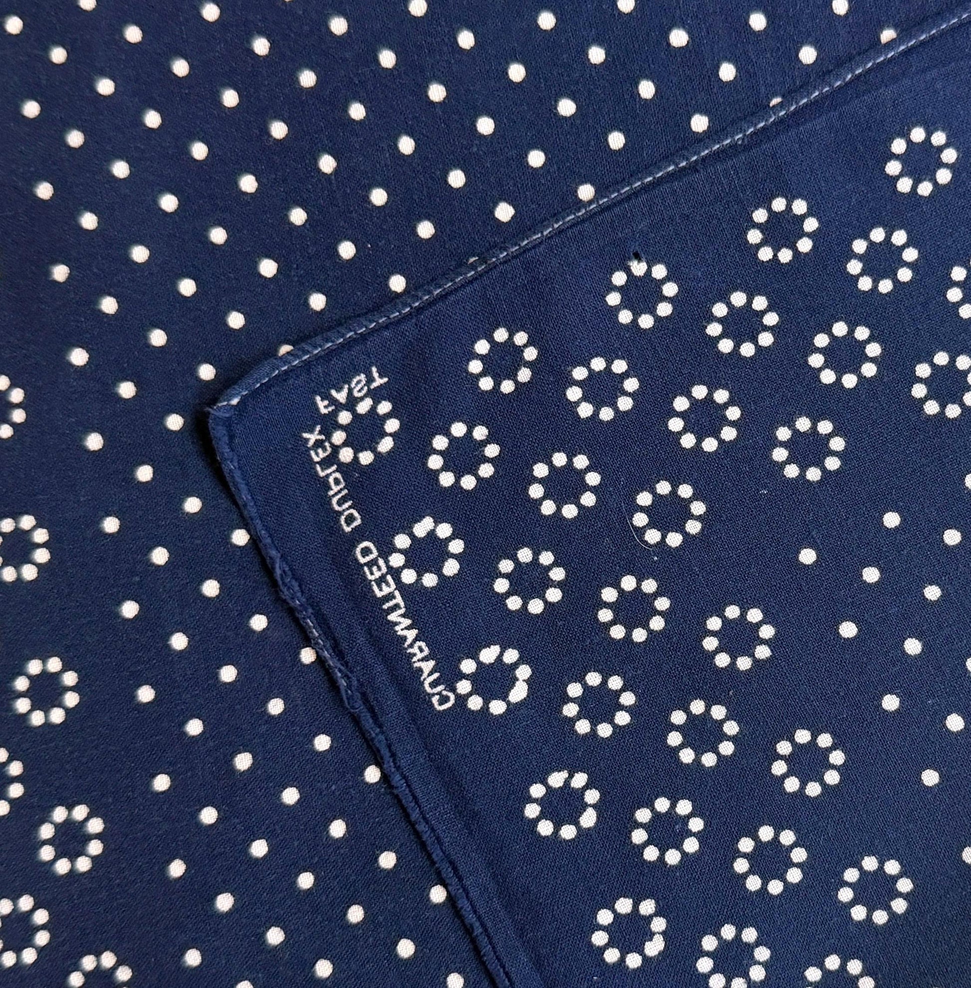 Vintage 30s 40s Duplex Indigo Cotton Bandana Rare Dot Ring Pattern