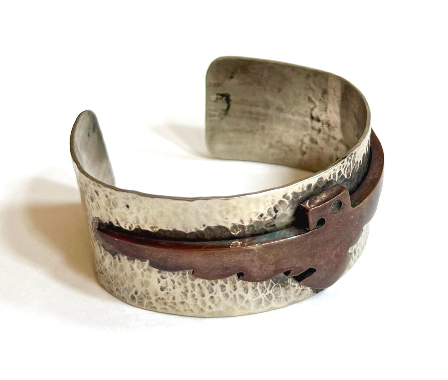 Vintage Southwest Thunderbird Cuff Bracelet Mixed Metals