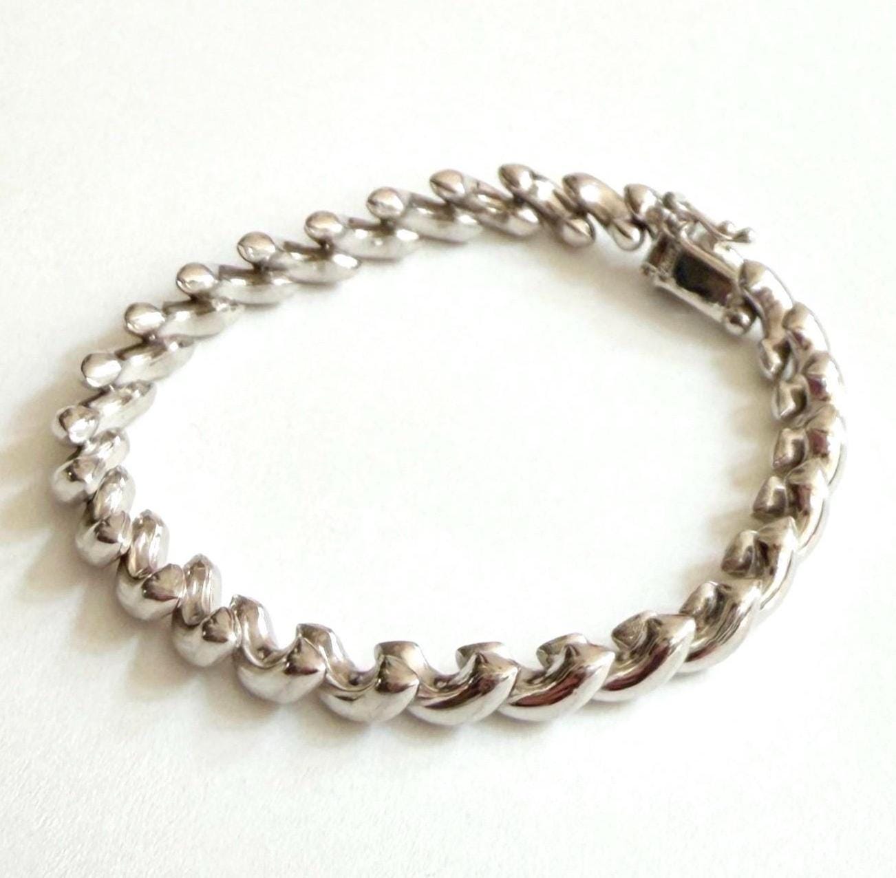Vintage Sterling Silver Link Bracelet Minimalist 925 Jewelry