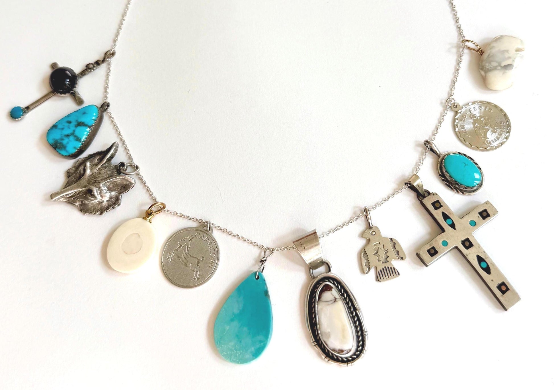 Vintage Necklace Pendant Boho Western Turquoise Native American