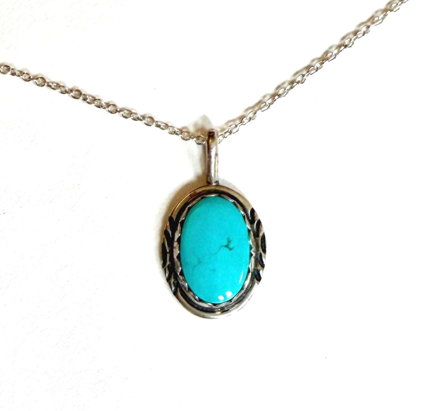 Vintage Necklace Pendant Boho Western Turquoise Native American