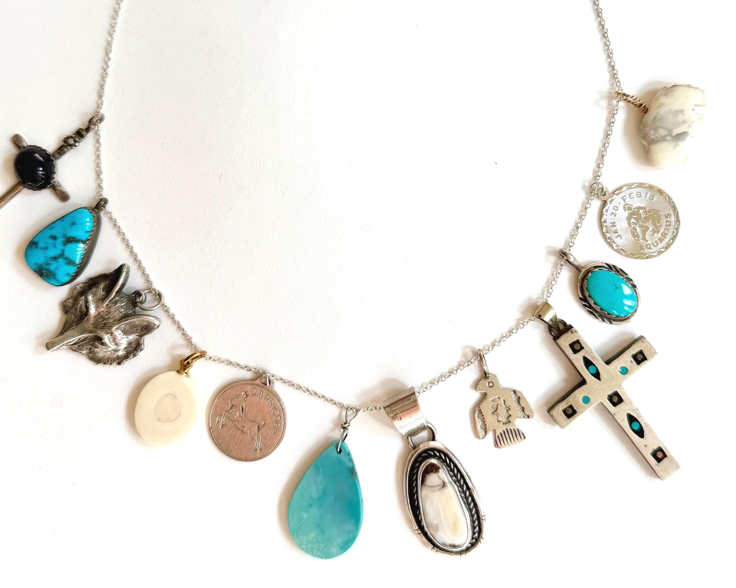 Vintage Necklace Pendant Boho Western Turquoise Native American