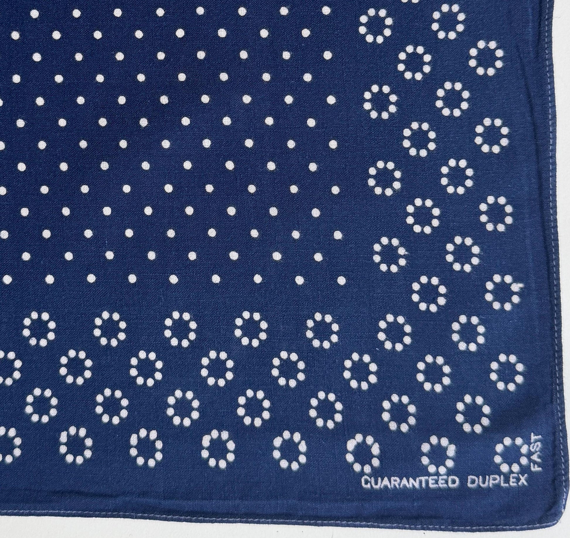Vintage 30s 40s Duplex Indigo Cotton Bandana Rare Dot Ring Pattern