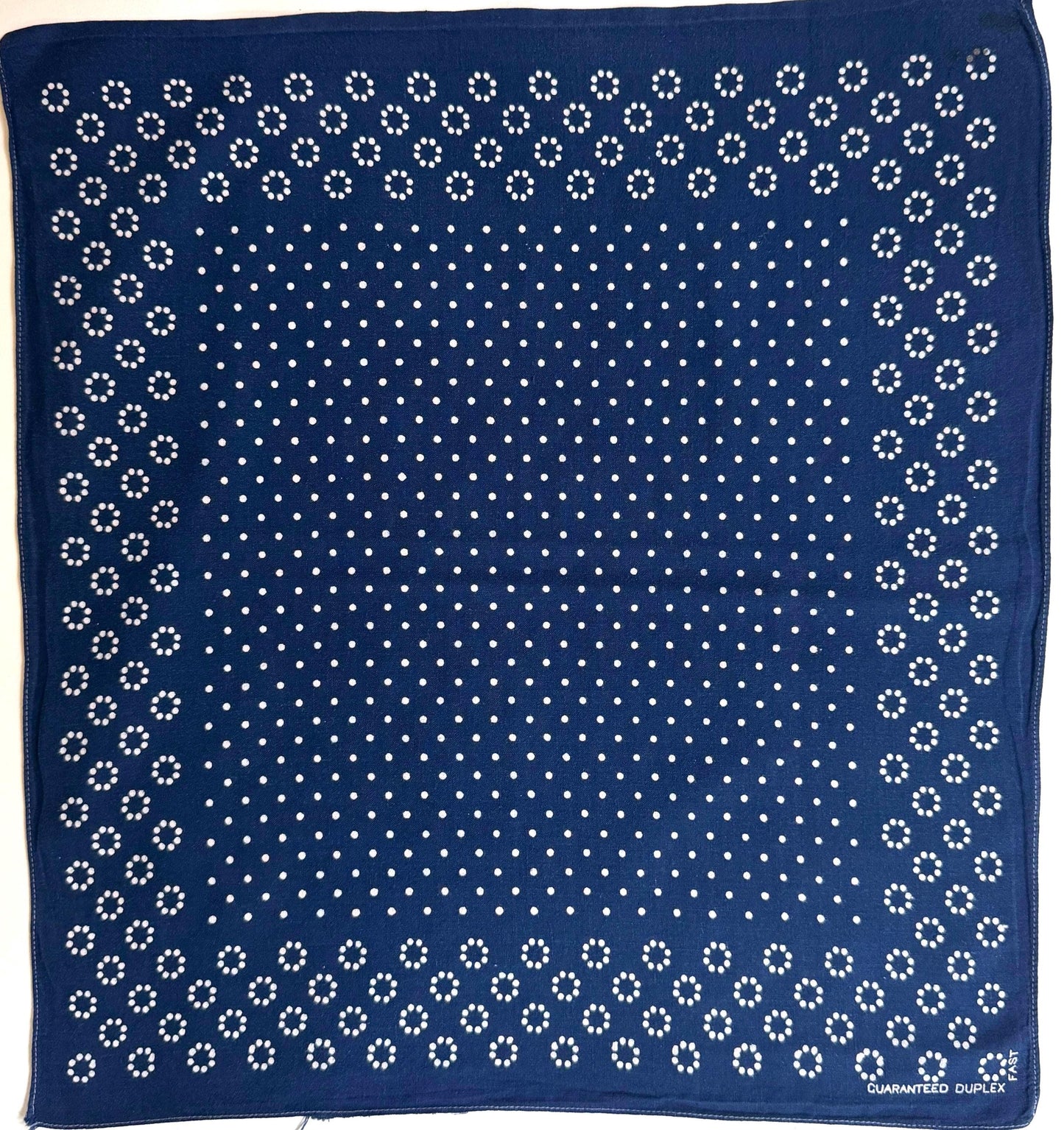 Vintage 30s 40s Duplex Indigo Cotton Bandana Rare Dot Ring Pattern