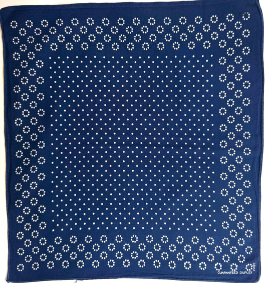 Vintage 30s 40s Duplex Indigo Cotton Bandana Rare Dot Ring Pattern
