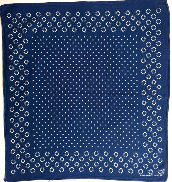 Vintage 30s 40s Duplex Indigo Cotton Bandana Rare Dot Ring Pattern