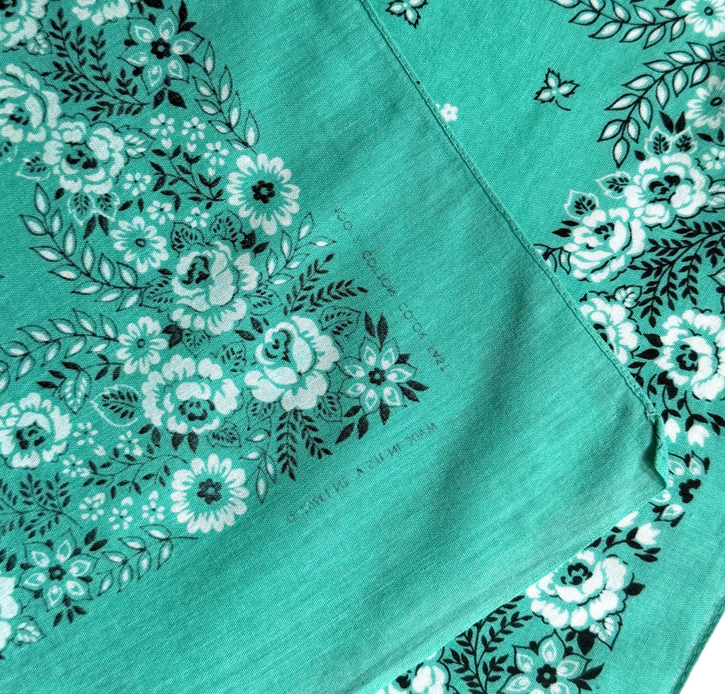 Vintage Turquoise Cotton Bandana Vintage 60s 70s Made in USA