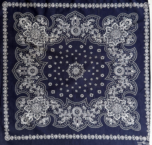 Vintage 50s Indigo Bandana Fast Color Elephant Trunk Up