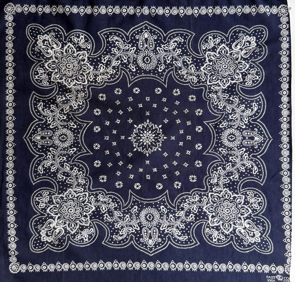Vintage 50s Indigo Bandana Fast Color Elephant Trunk Up