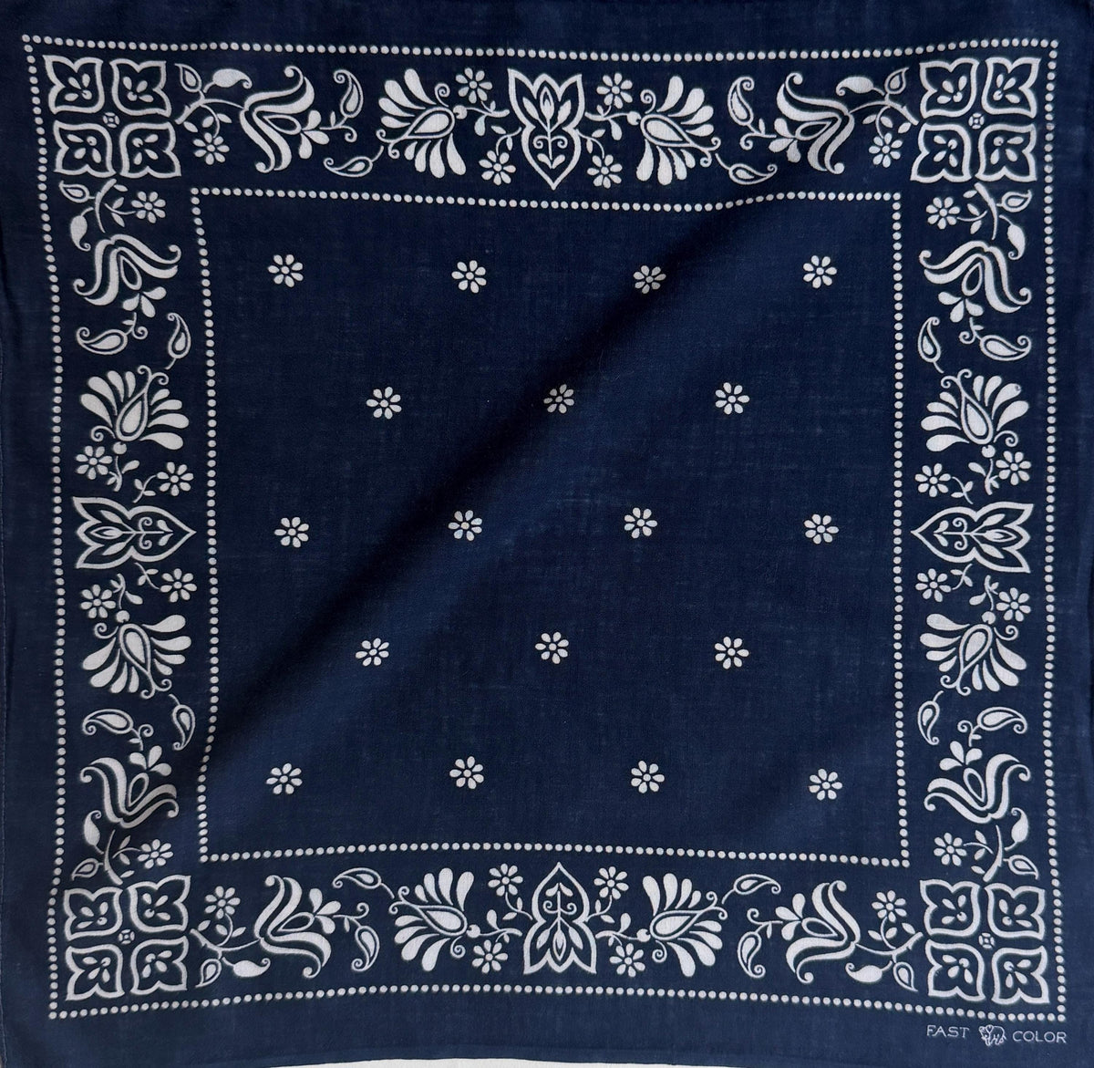Vintage 40s Indigo Cotton Bandana Fast Color Elephant Trunk Down