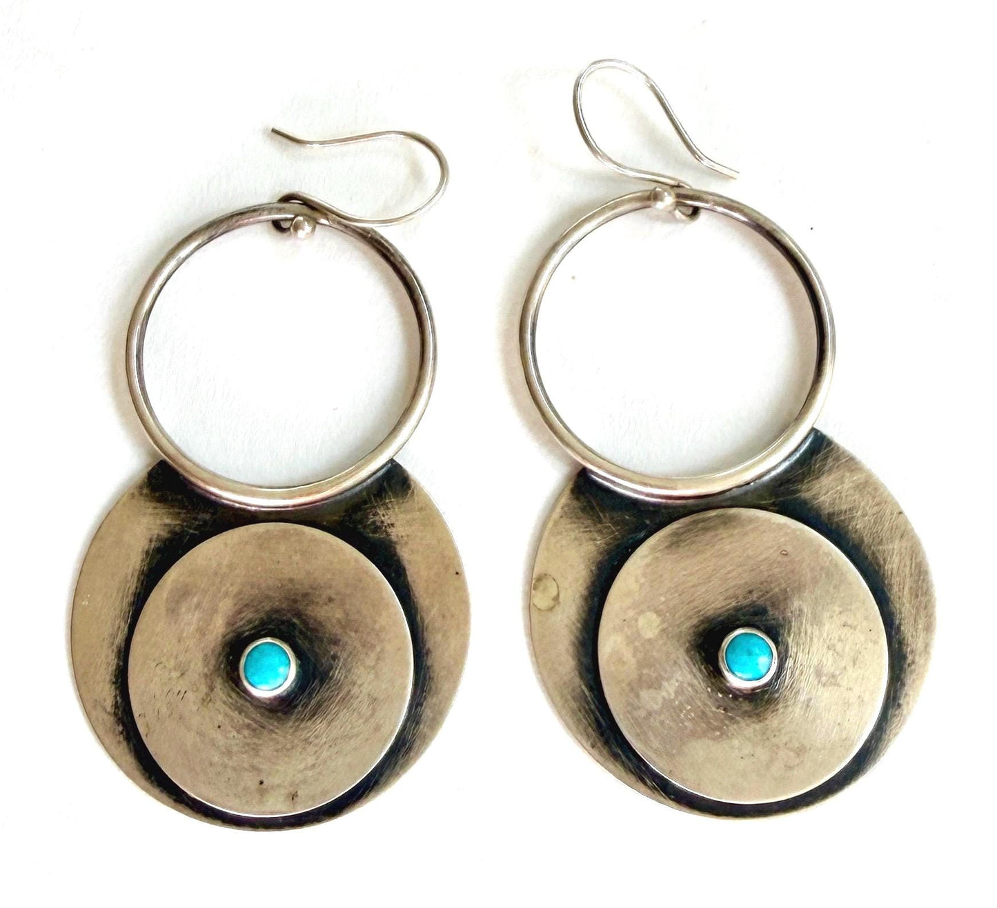 Vintage Navajo Turquoise Earrings Long Modernist Dangle Drop Style