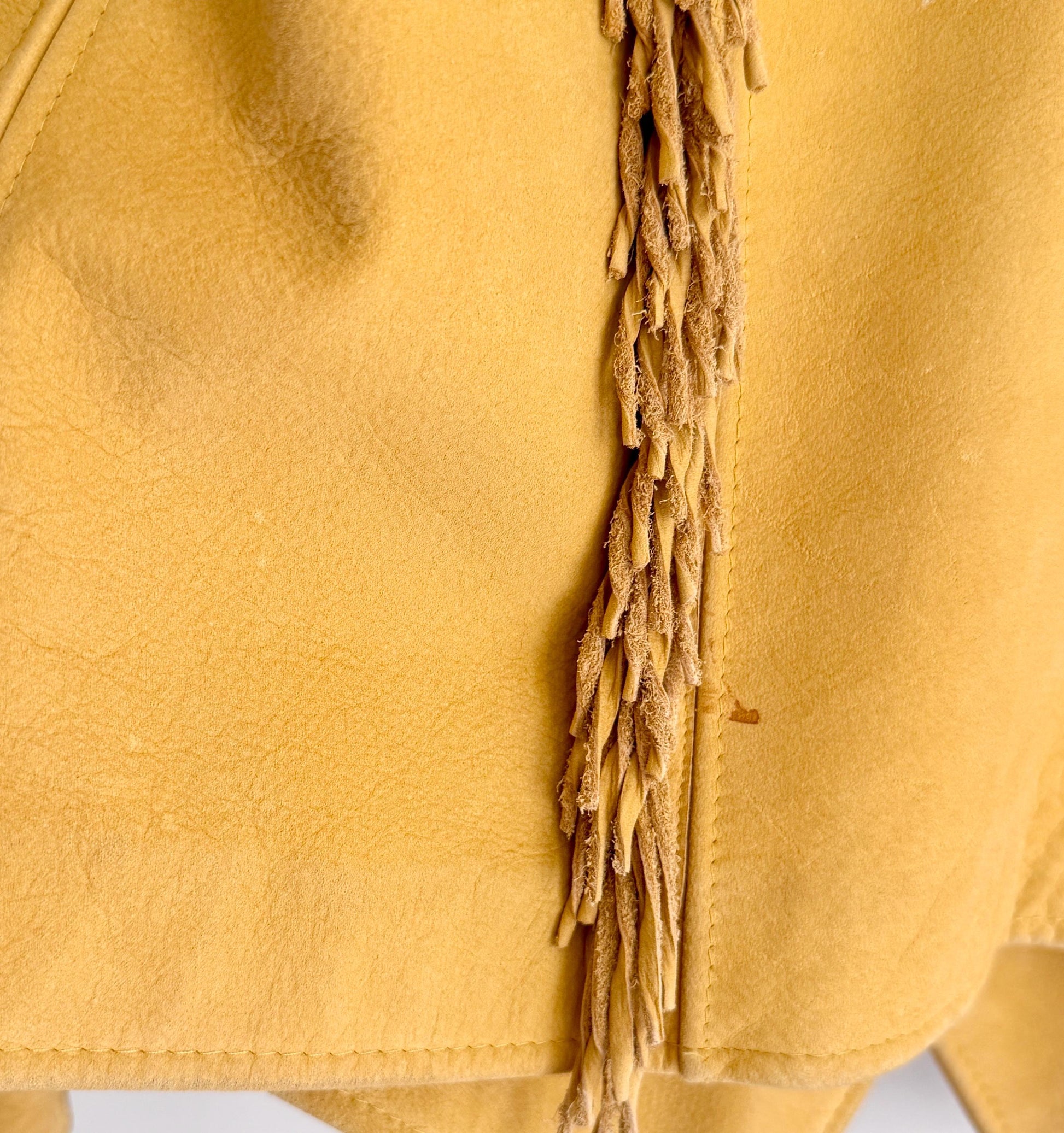 Vintage Western Fringe Jacket Tan Deerskin Leather Womens XS