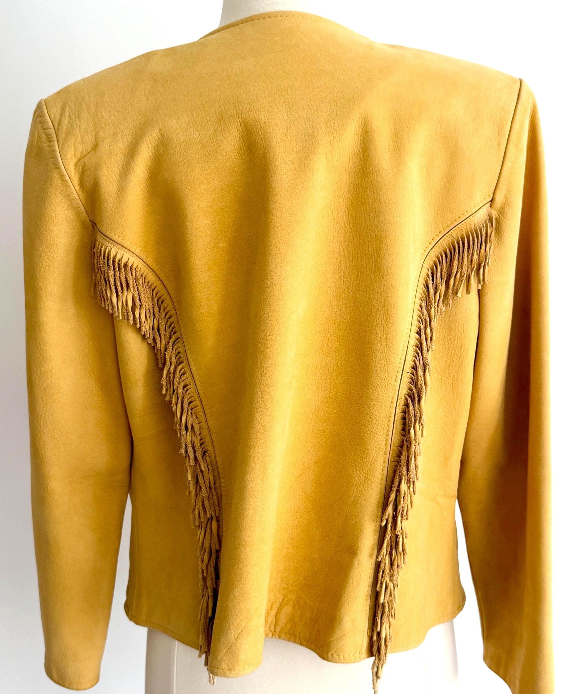 Vintage Western Fringe Jacket Tan Deerskin Leather Womens XS