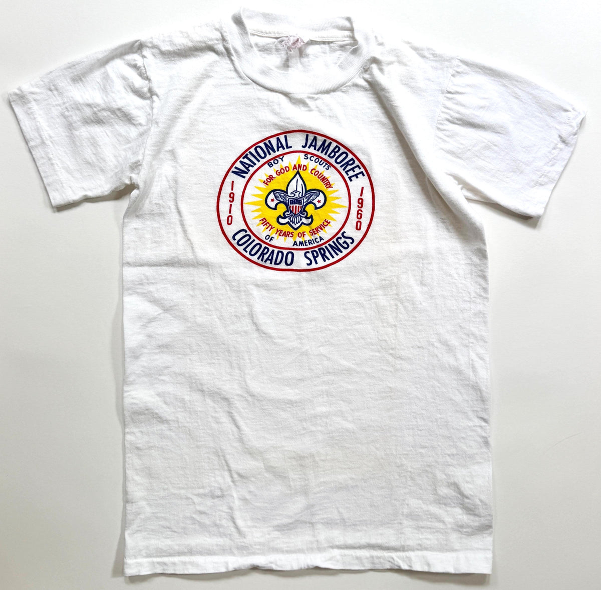 60s Boy Scouts Tshirt 1960 Official National Jamboree Colorado Springs Boys White Graphic Tee