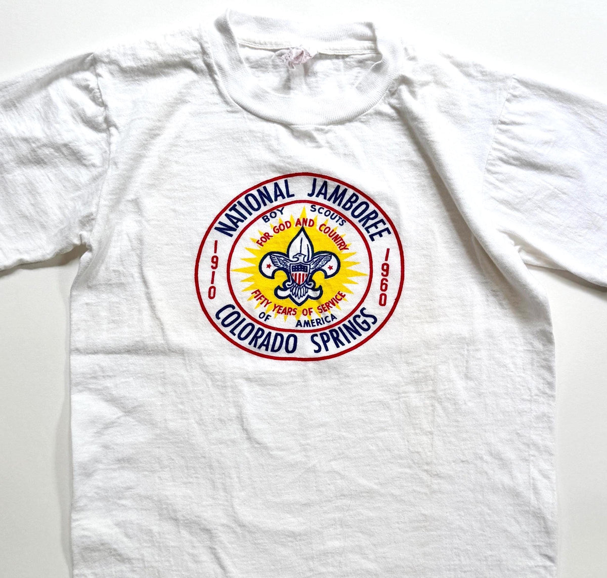 60s Boy Scouts Tshirt 1960 Official National Jamboree Colorado Springs Boys White Graphic Tee