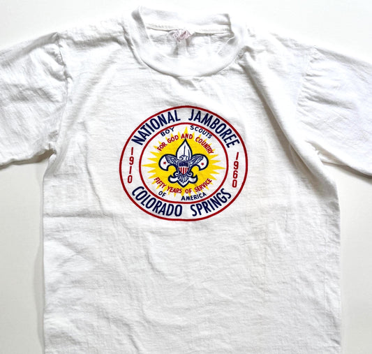 60s Boy Scouts Tshirt 1960 Official National Jamboree Colorado Springs Boys White Graphic Tee