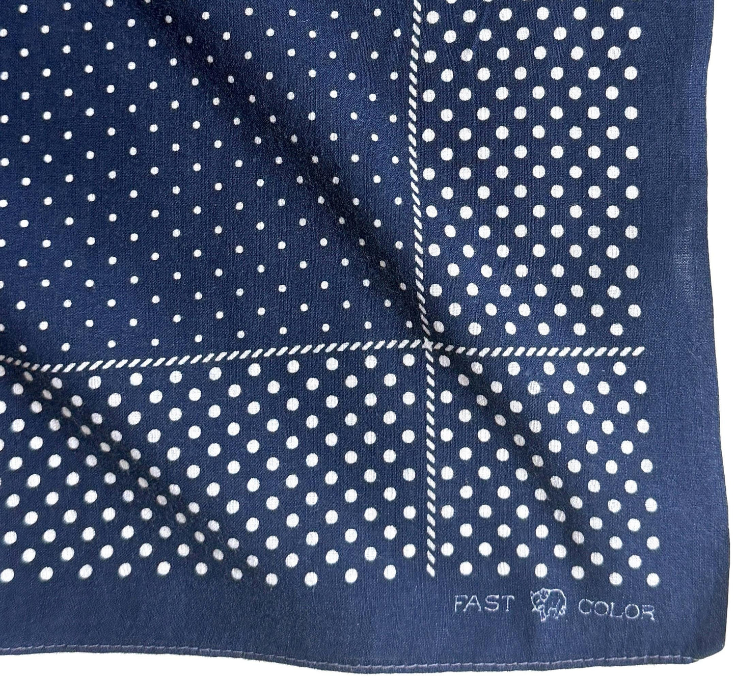 Vintage 40s Indigo Cotton Bandana Fast Color Elephant Trunk Down Dot Print