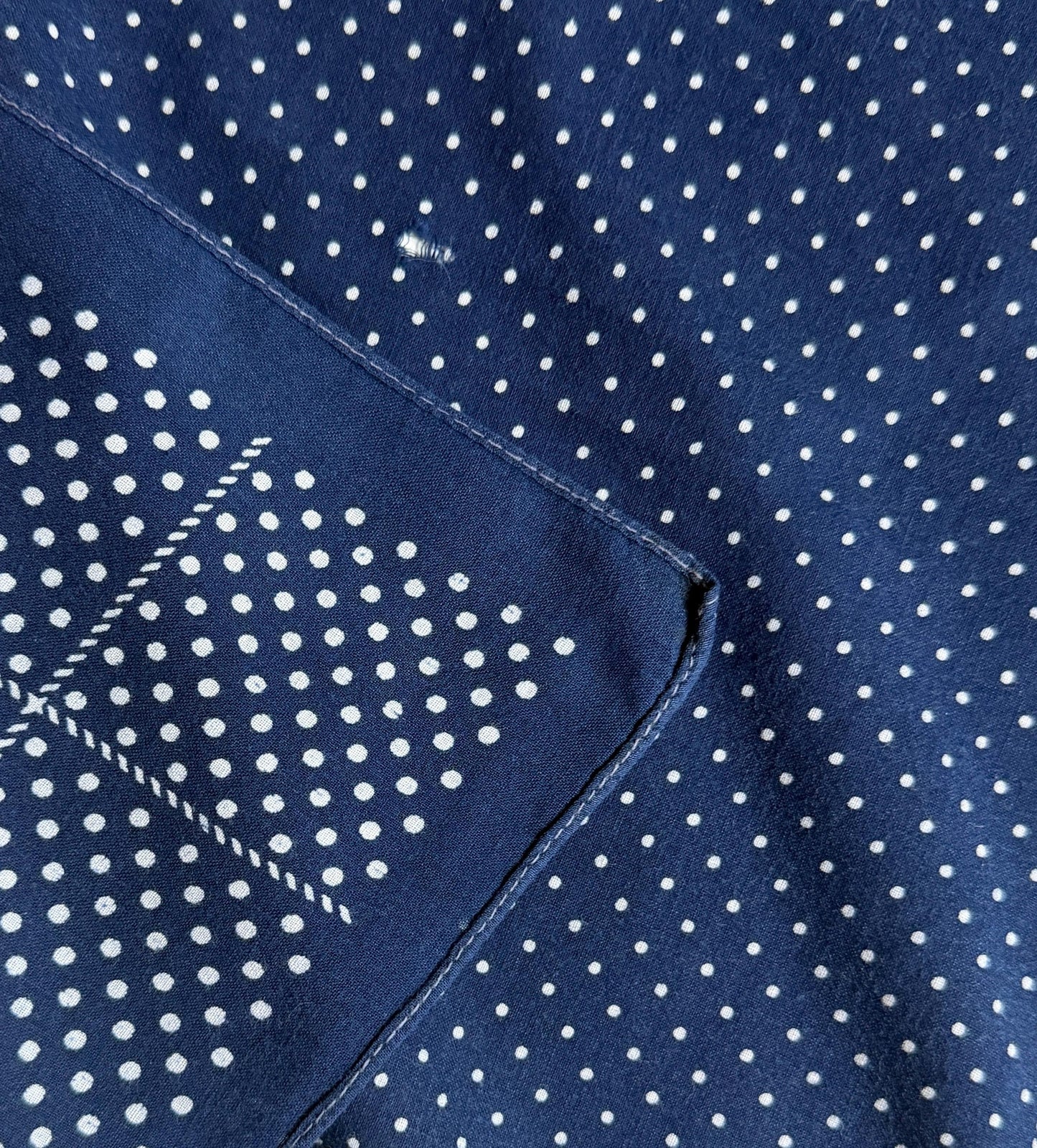 Vintage 40s Indigo Cotton Bandana Fast Color Elephant Trunk Down Dot Print