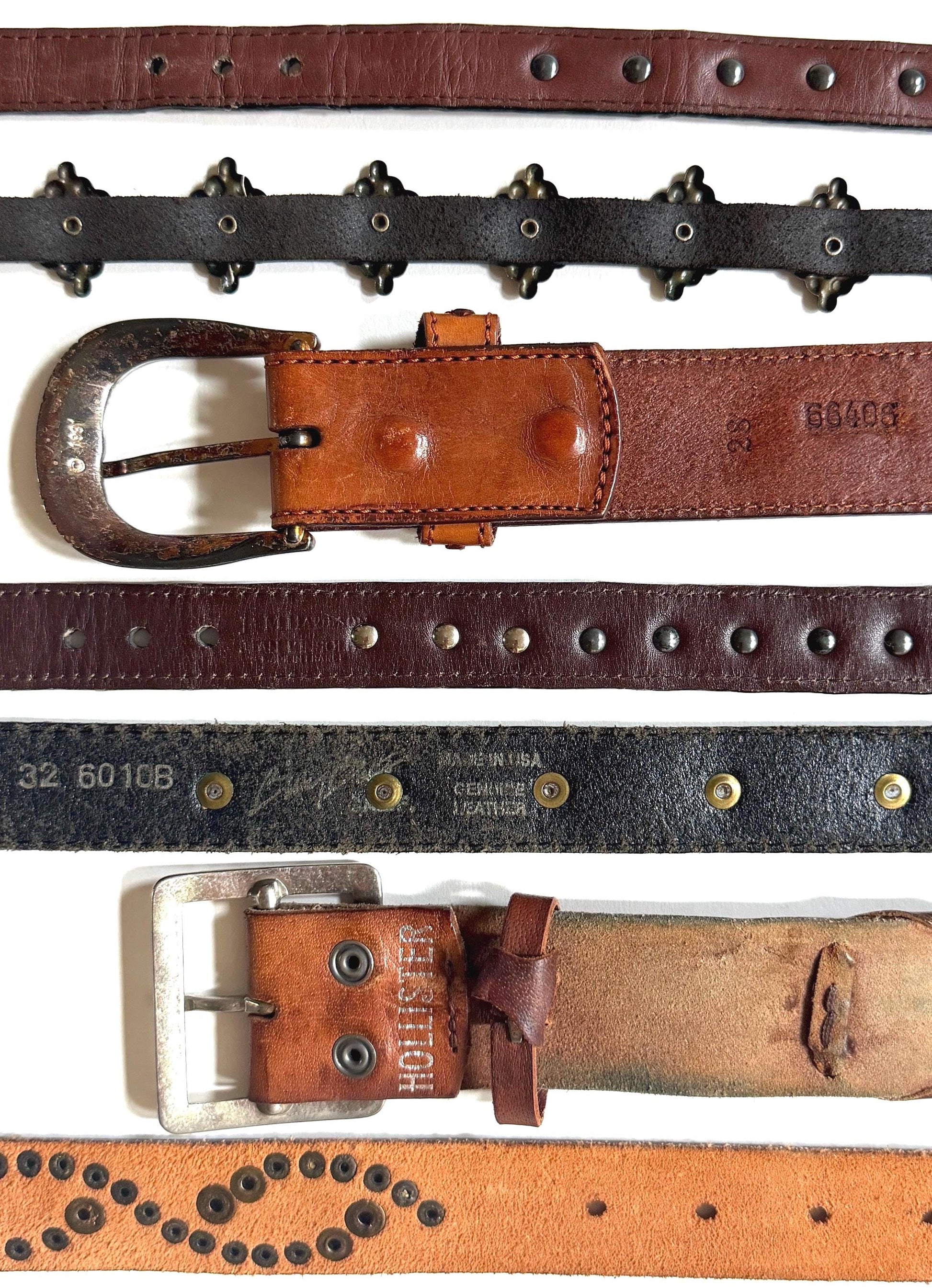 Vintage Concho Belt Brown Leather Strap Western Southwest Cowboy