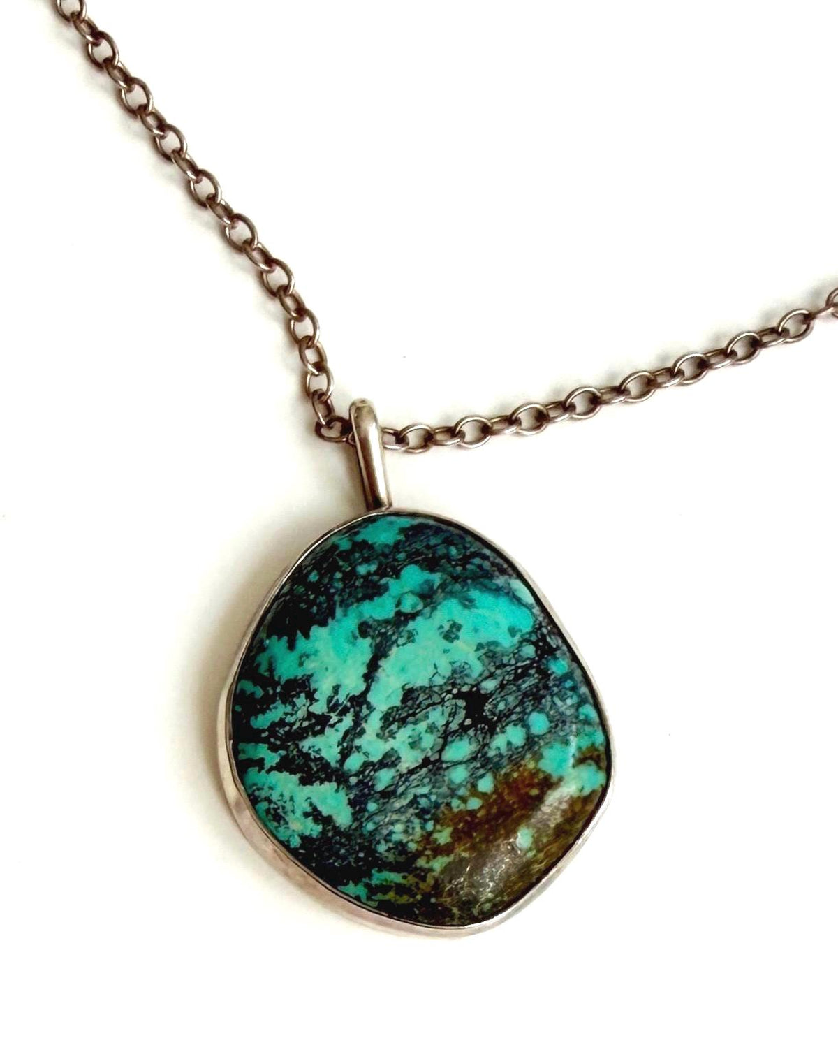 Vintage Sterling Silver Turquoise Medallion Necklace