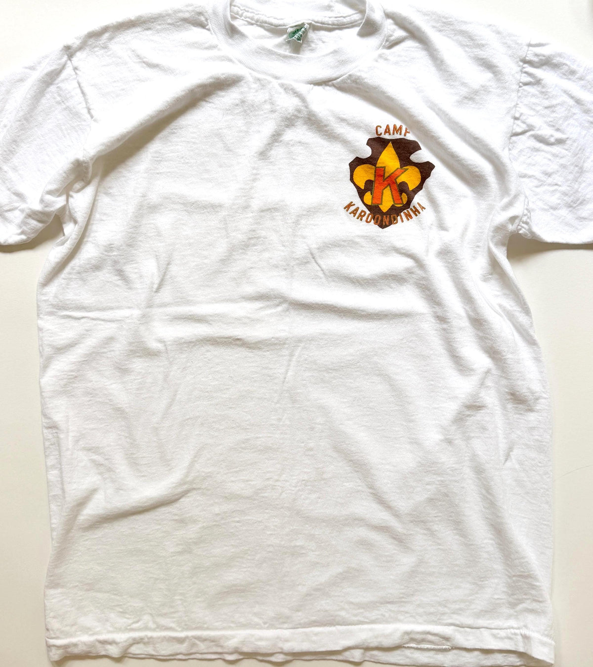 60s Boy Scouts Tshirt Official Camp Karoondinha White Arrowhead Graphic Tee