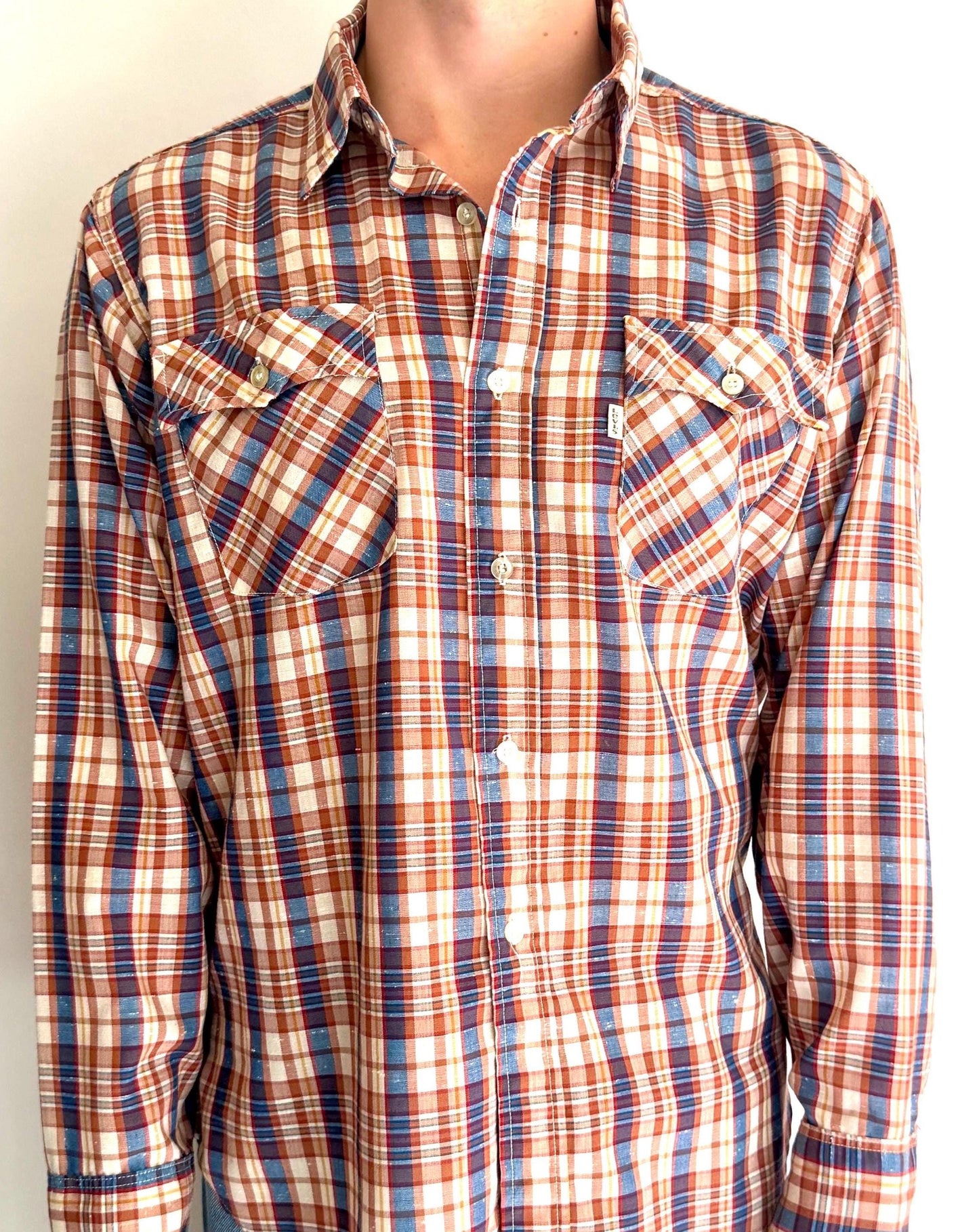 Vintage Levi Strauss Plaid Mens Shirt 1980 Olympic Games