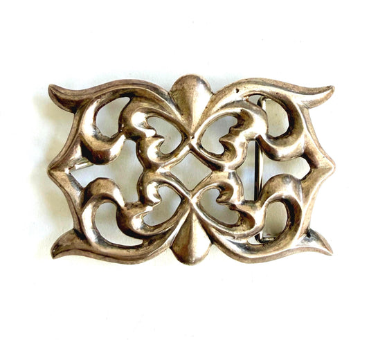 Vintage Navajo Sterling Silver Buckle Native American Tufa Cast