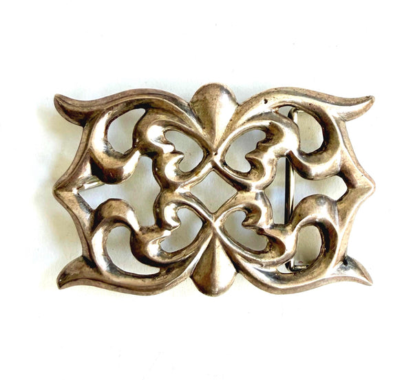 Vintage Navajo Sterling Silver Buckle Native American Tufa Cast