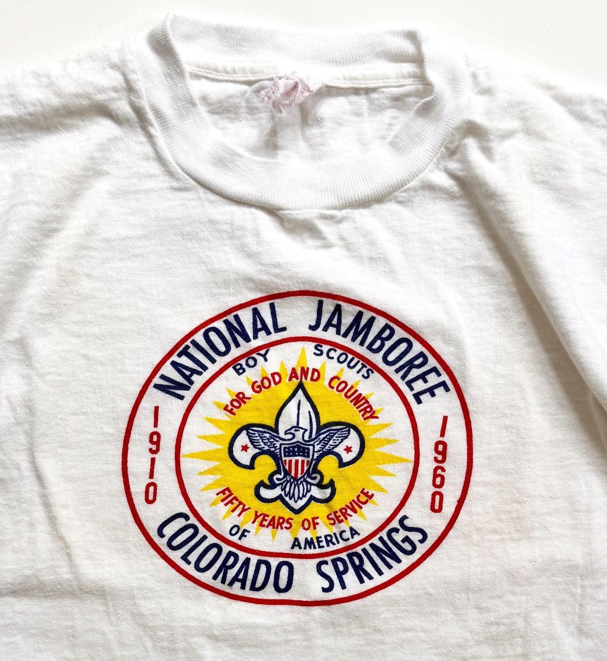 60s Boy Scouts Tshirt 1960 Official National Jamboree Colorado Springs Boys White Graphic Tee