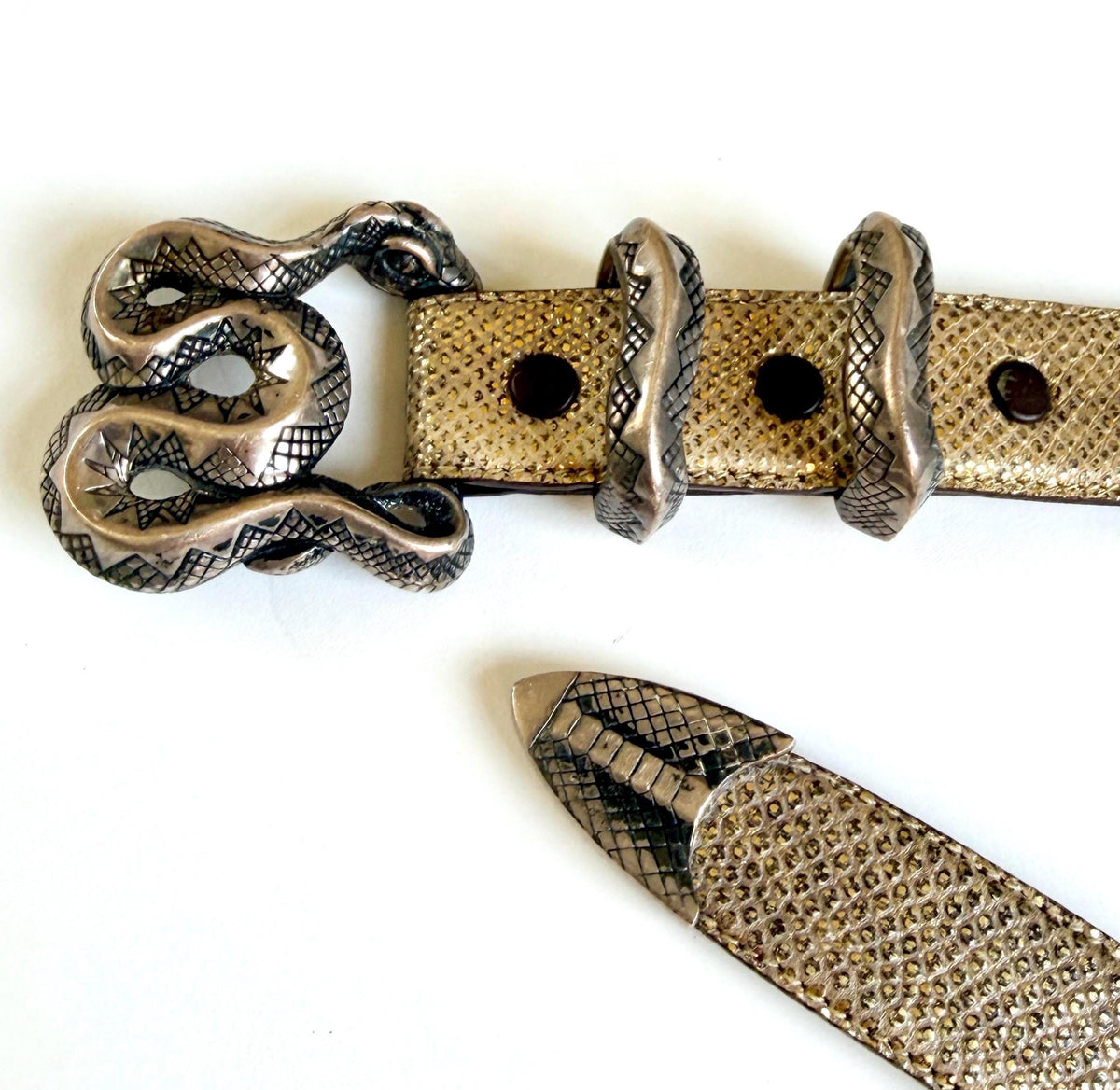 Jeff Deegan Designs Snake Buckle Sterling Silver 925 Serpent Belt