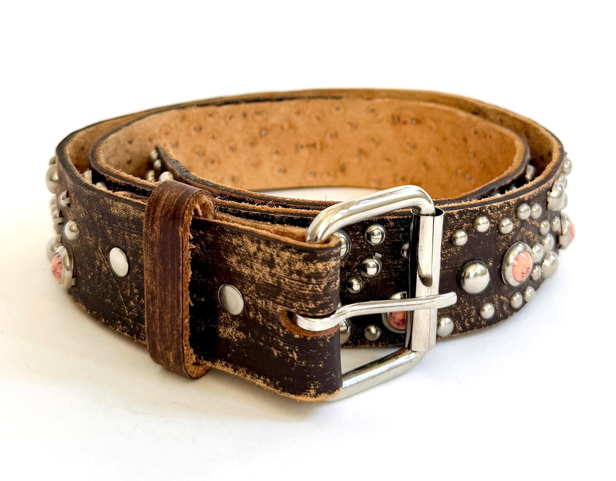 Vintage Studded Leather Belt Y2K Rocker Style