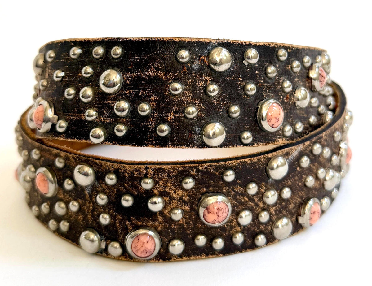 Vintage Studded Leather Belt Y2K Rocker Style