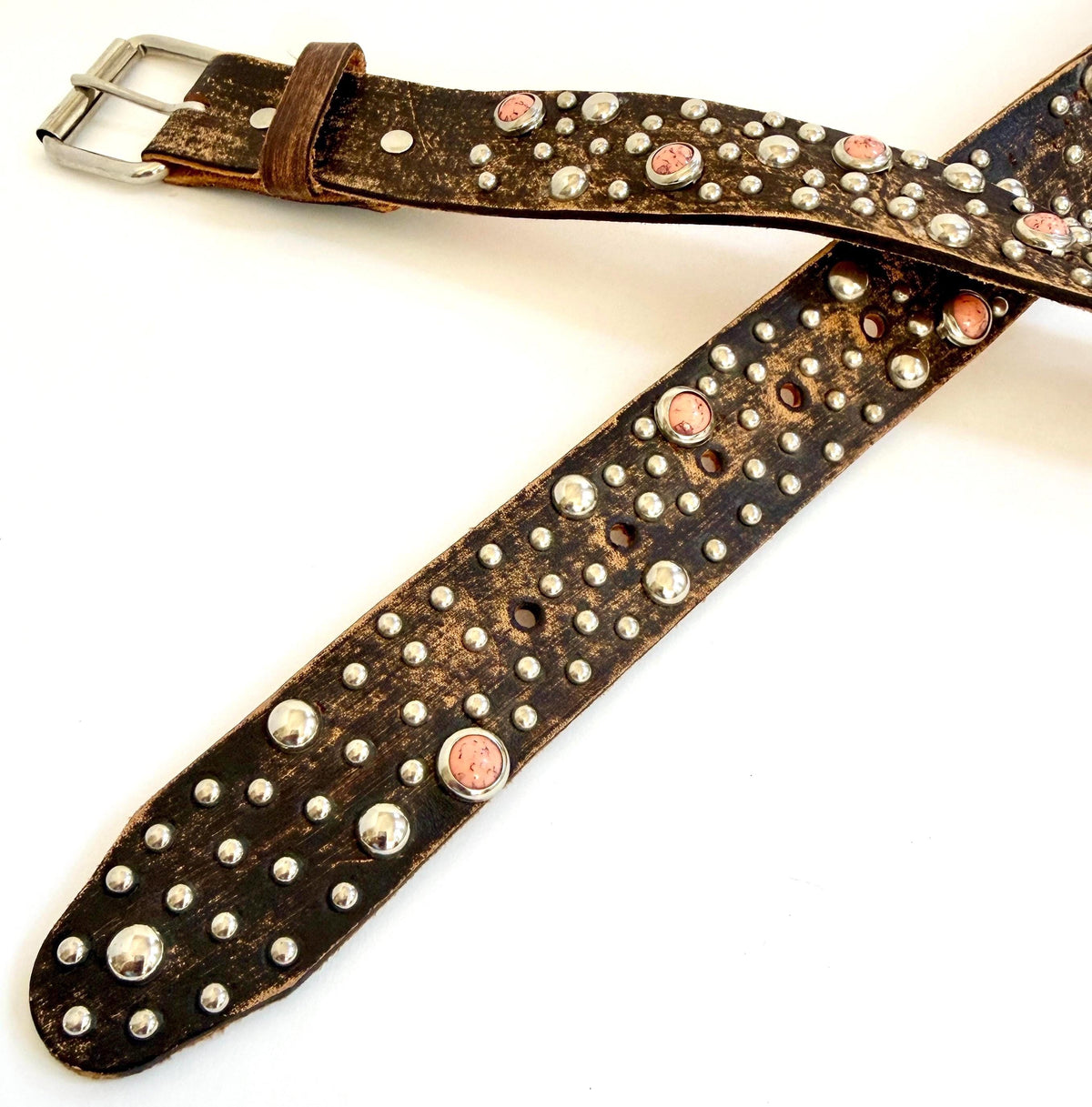 Vintage Studded Leather Belt Y2K Rocker Style