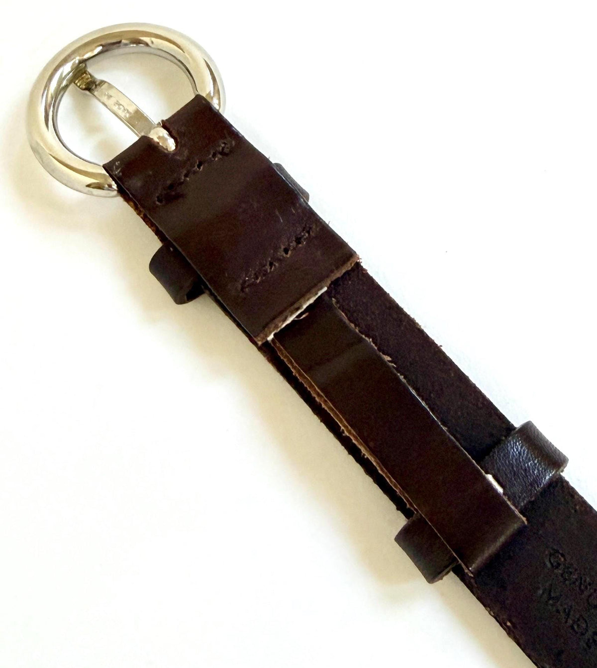 Vintage Western Turquoise Concho Belt Dark Brown Leather Strap