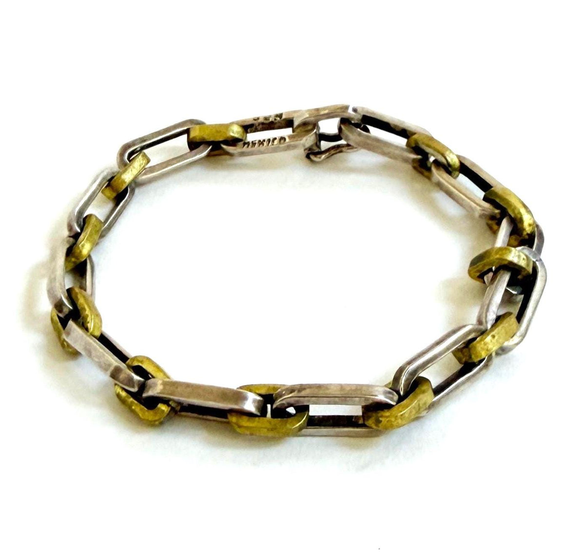 Vintage Sterling Silver Paperclip Link Bracelet Made in Mexico