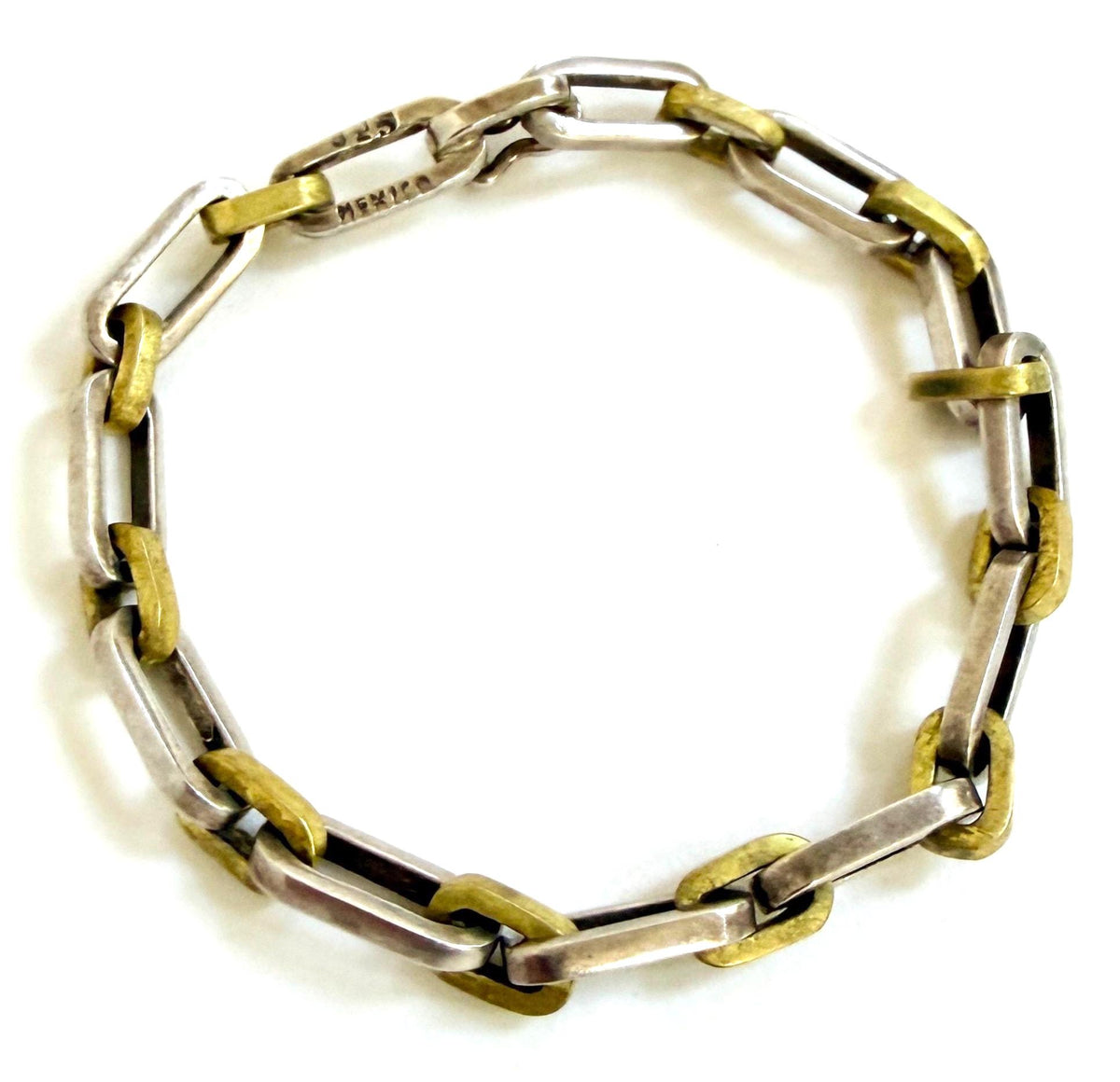 Vintage Sterling Silver Paperclip Link Bracelet Made in Mexico