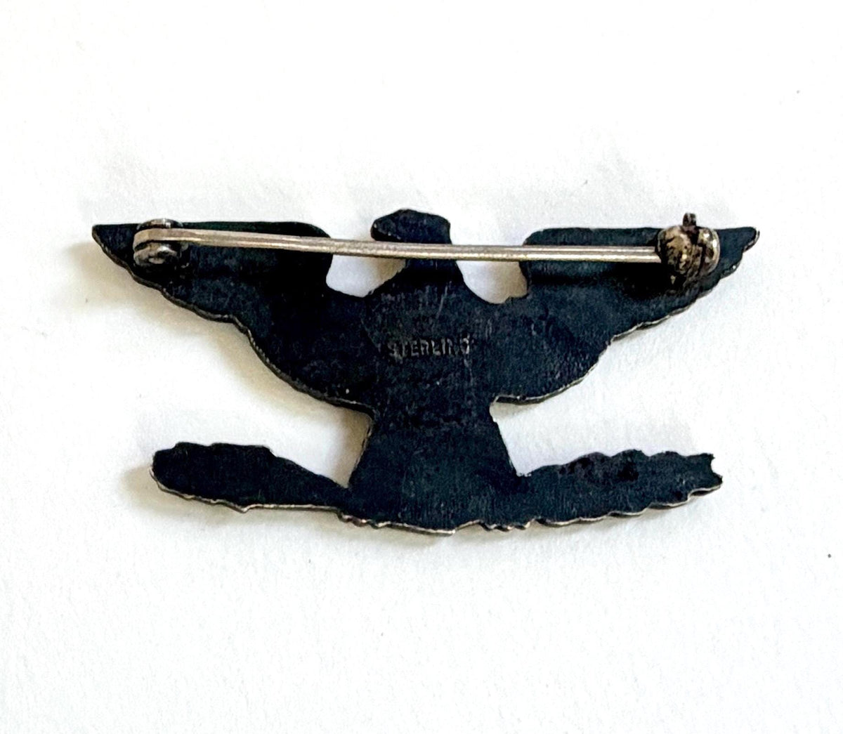 Vintage Sterling Silver US Military Pin Winged Eagle