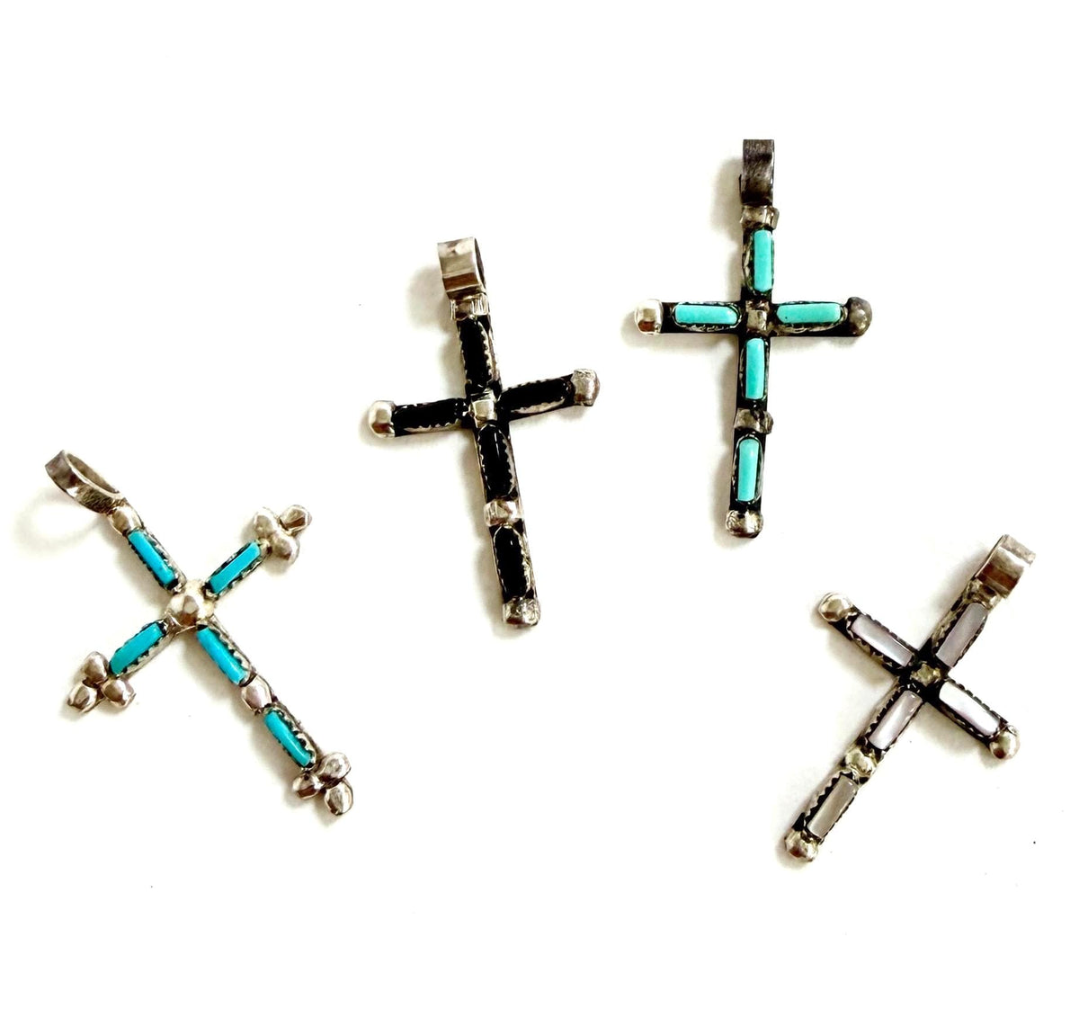 Vintage Zuni Cross Pendant Delicate Sterling Silver Religious Jewelry