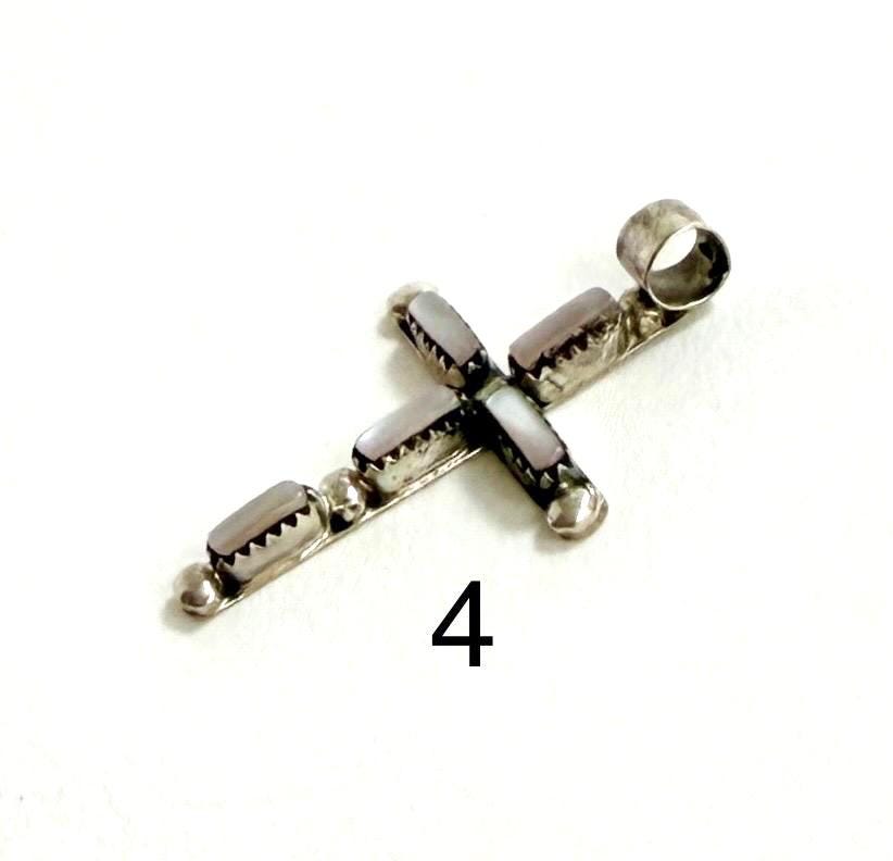 Vintage Zuni Cross Pendant Delicate Sterling Silver Religious Jewelry