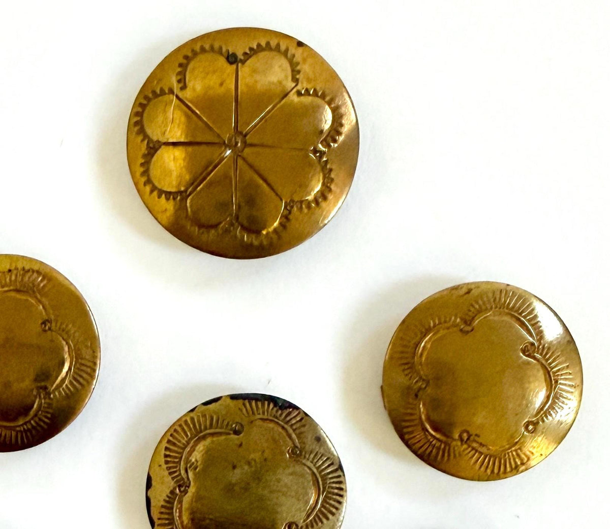 Vintage Navajo Button Cover Set Native American Handcrafted Brass