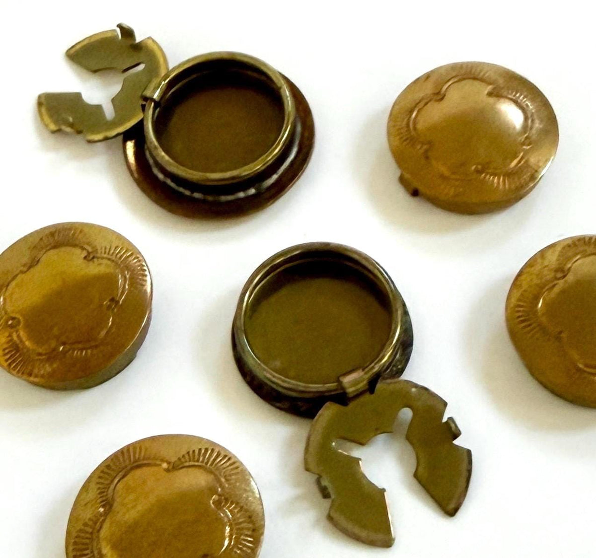 Vintage Navajo Button Cover Set Native American Handcrafted Brass