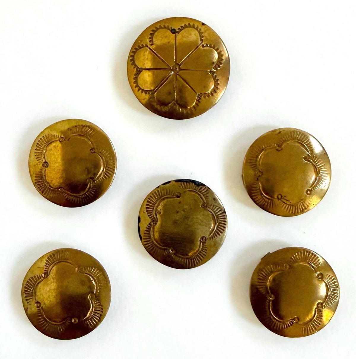 Vintage Navajo Button Cover Set Native American Handcrafted Brass