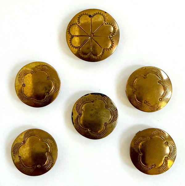Vintage Navajo Button Cover Set Native American Handcrafted Brass
