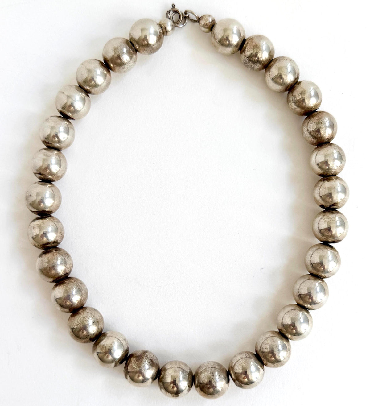 Vintage Navajo Pearl Necklace Native AmericanSterling Silver Beads 18"