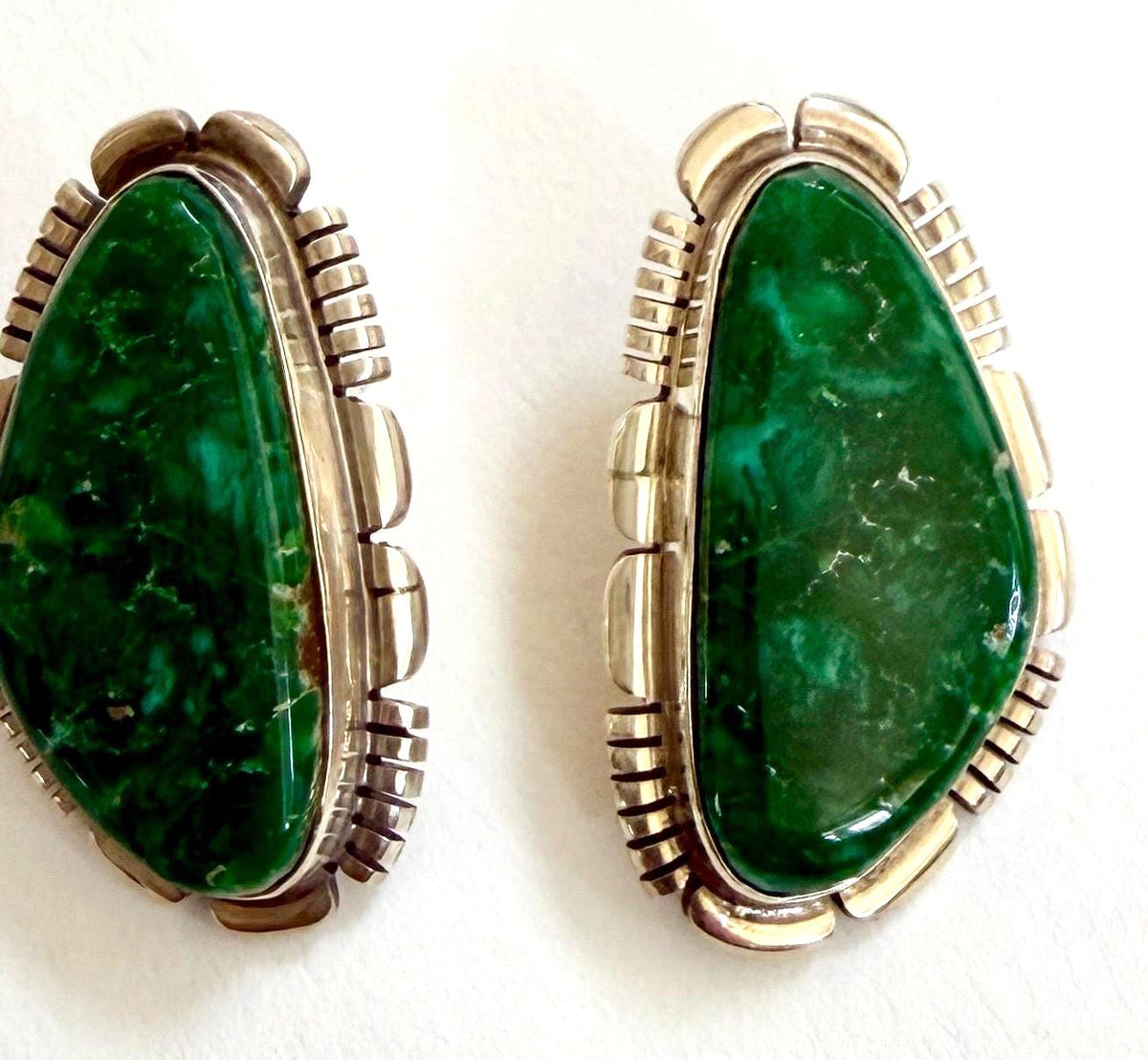 Fine Navajo Turquoise Earrings Signed Vintage Native American Sterling Silver