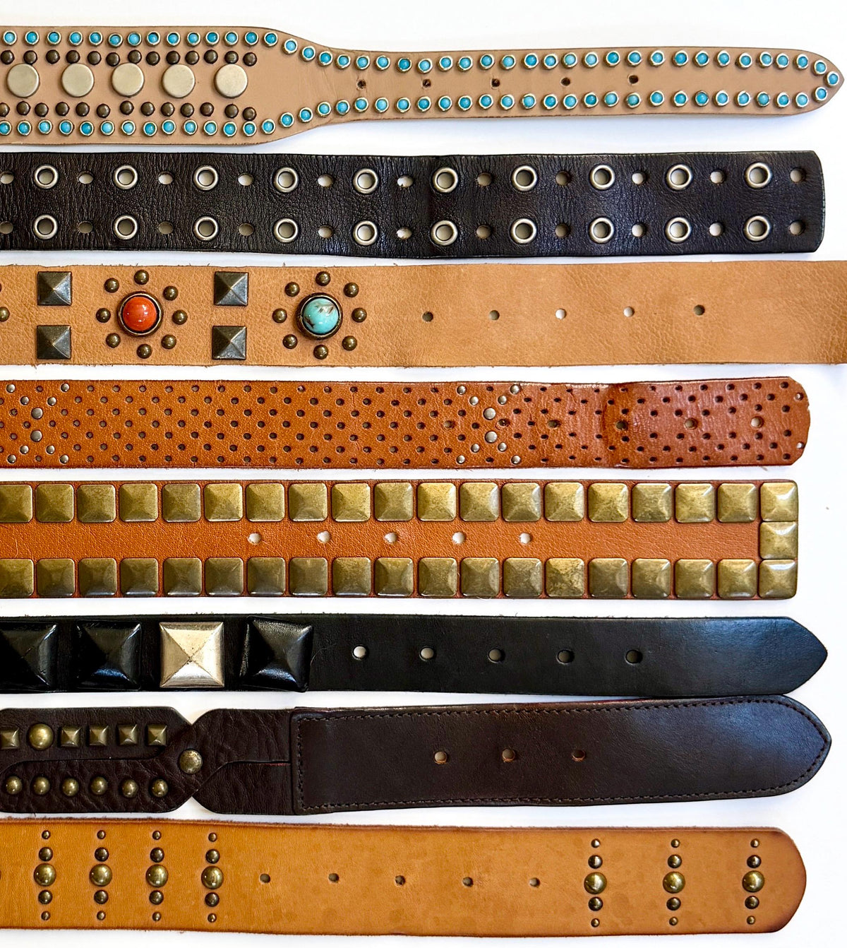 Vintage Studded Belt Brown Western Rock & Roll Y2K Styles
