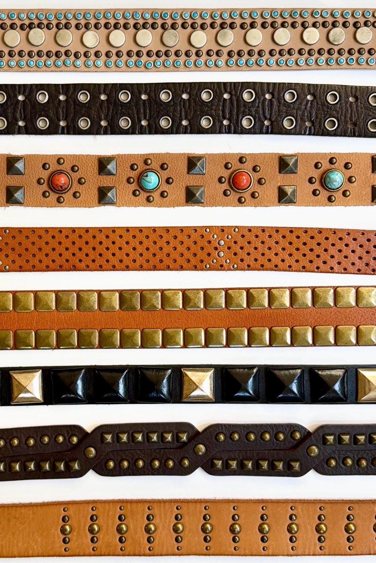 Vintage Studded Belt Brown Western Rock & Roll Y2K Styles