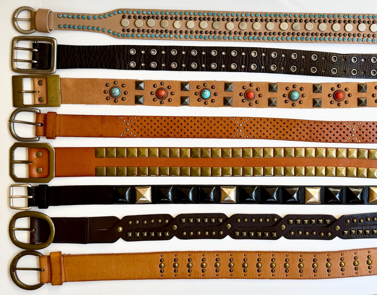 Vintage Studded Belt Brown Western Rock & Roll Y2K Styles