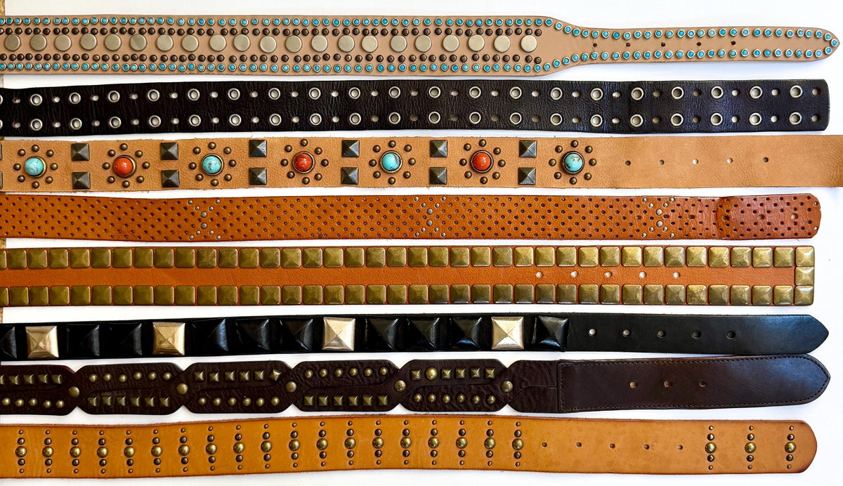 Vintage Studded Belt Brown Western Rock & Roll Y2K Styles