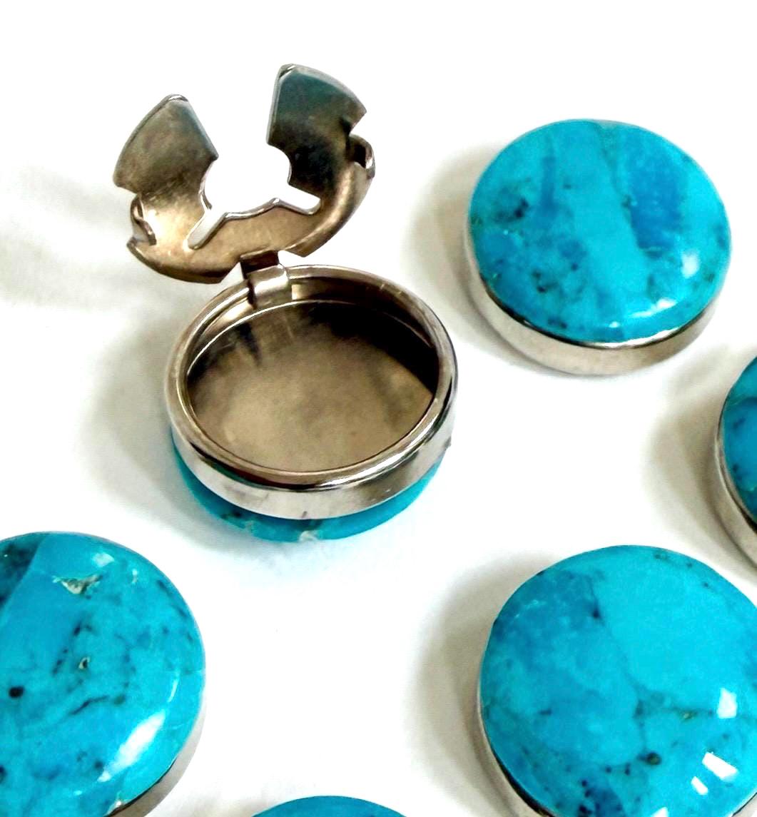 Vintage Faux Turquoise Button Cover Set Western Southwest Style